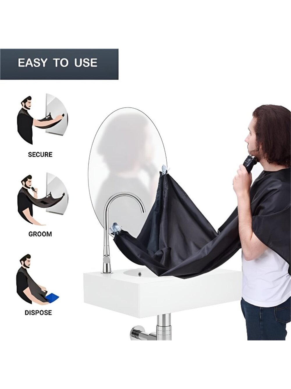 Beard Bib Apron for Men, Waterproof Beard Catcher for Men Shaving, Trimming